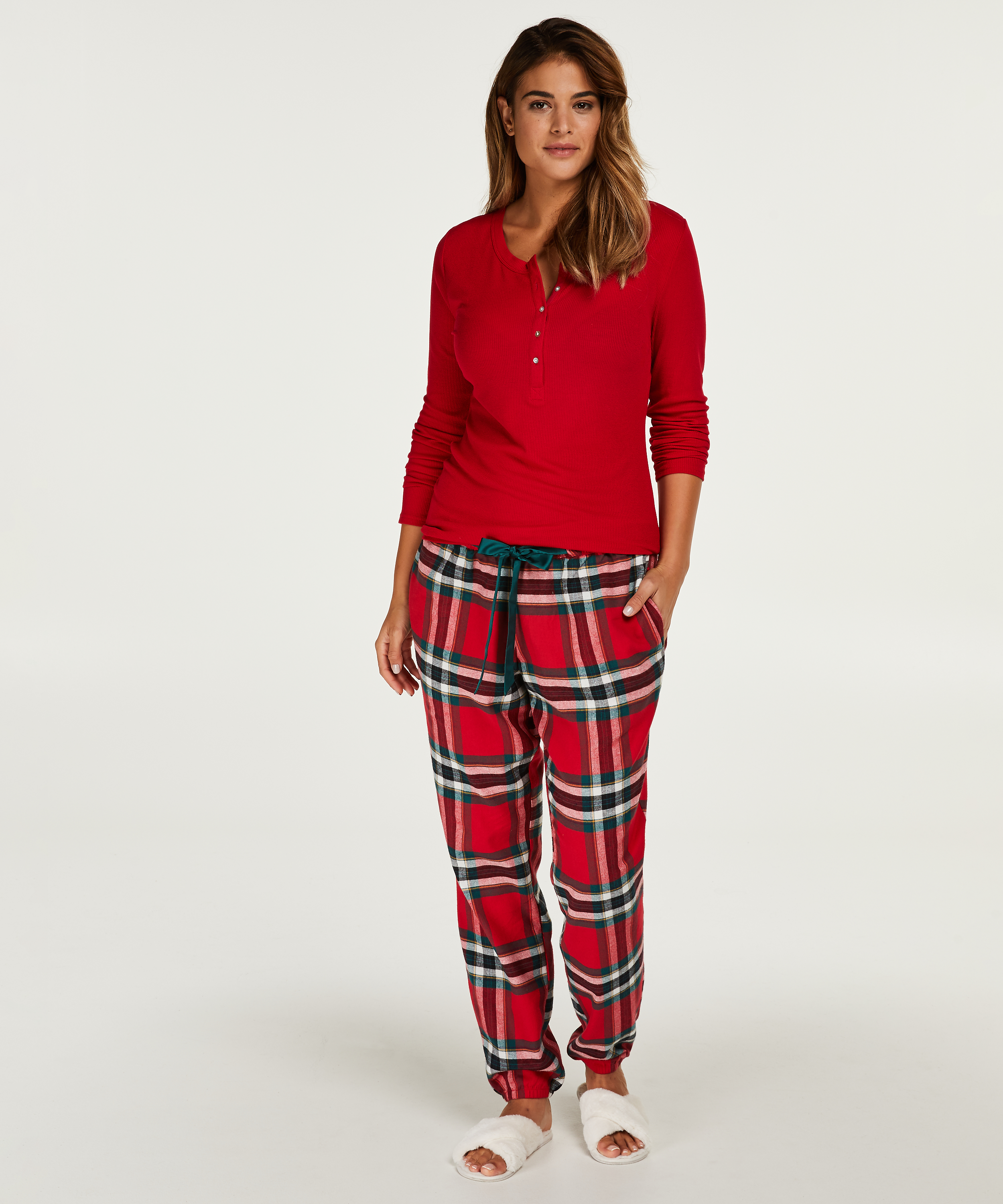 Pyjamatop lange mouwen, Rood, main