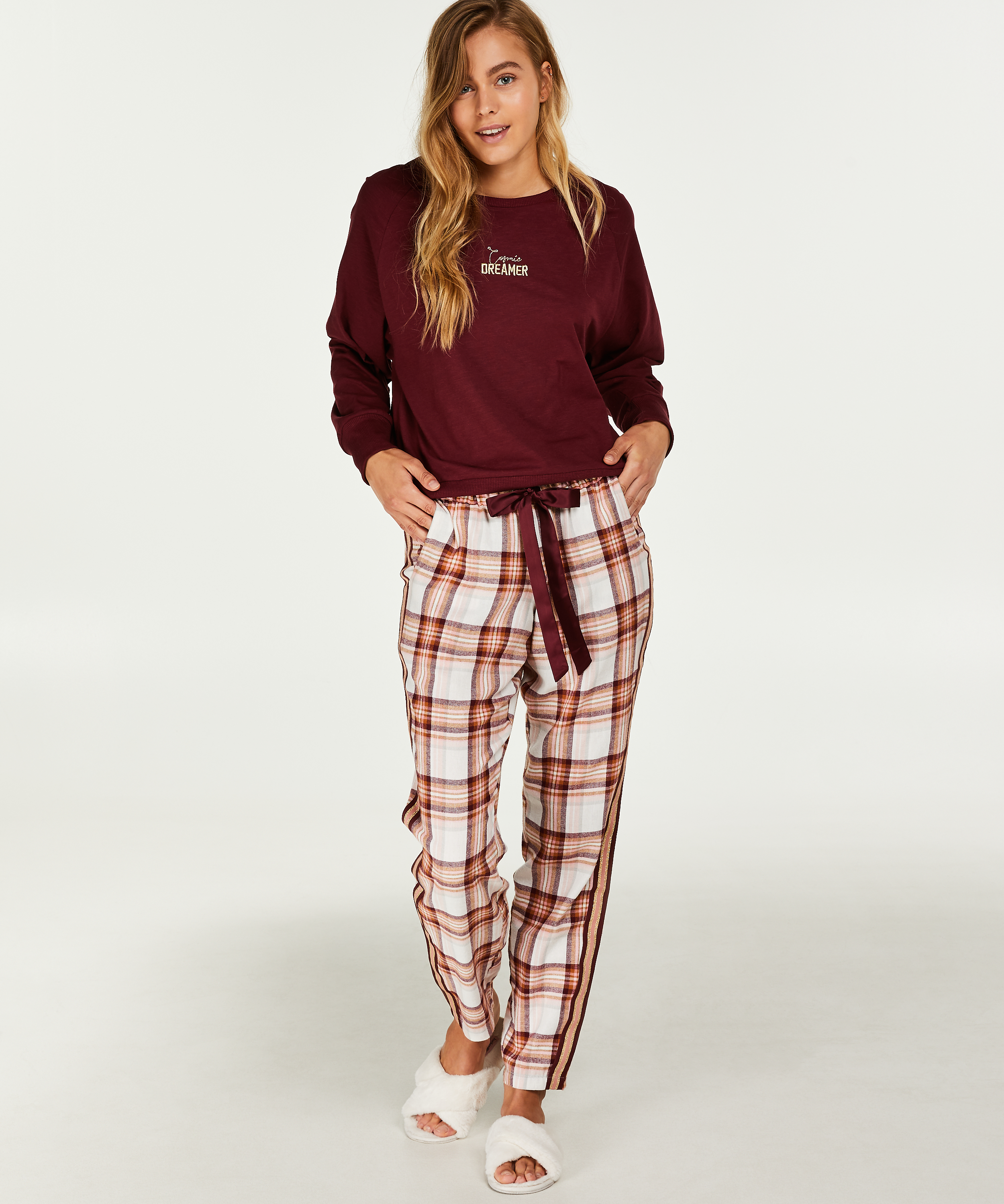 Pyjamabroek geruit, Rood, main