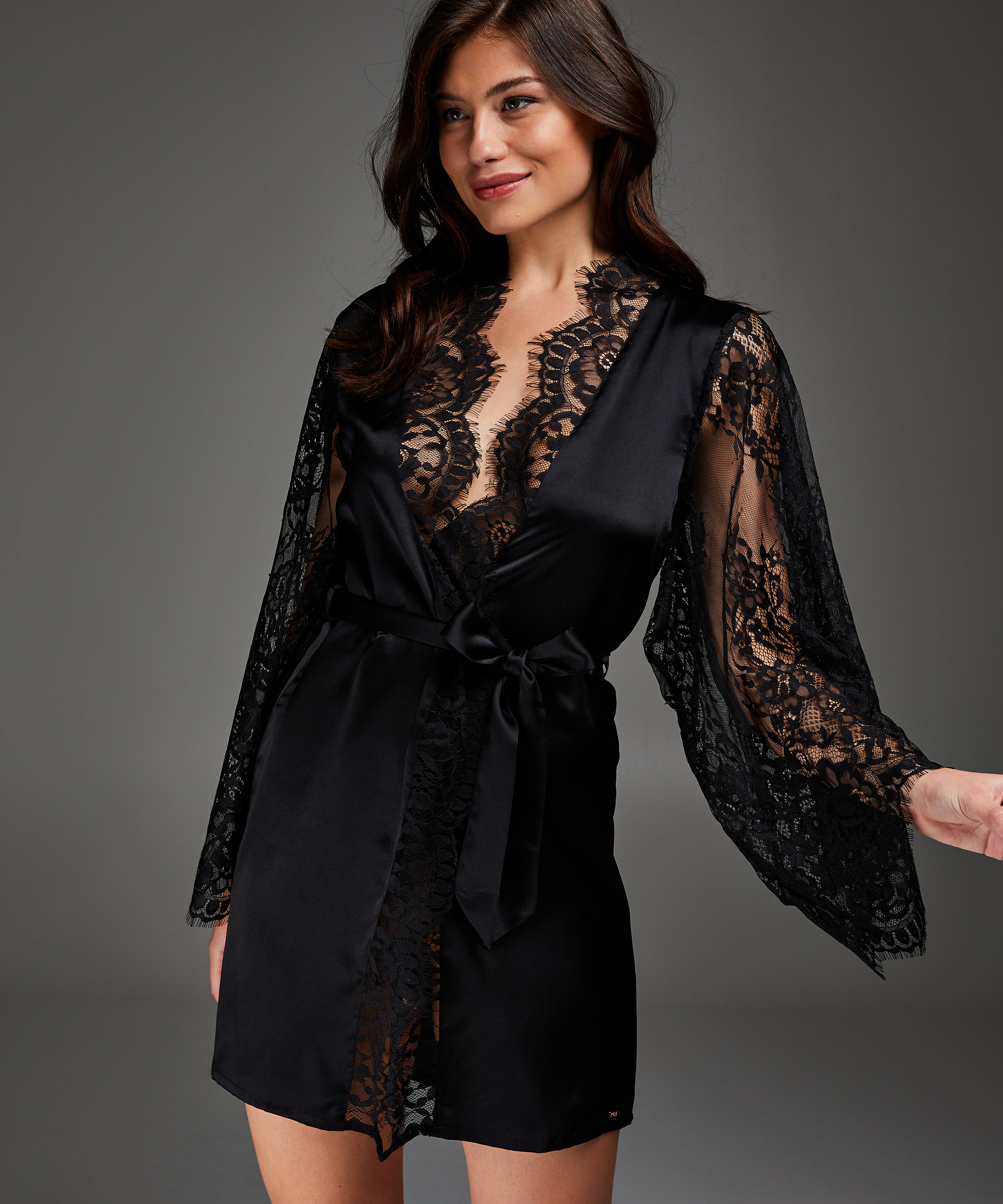 Kimono Zijde, Zwart, main