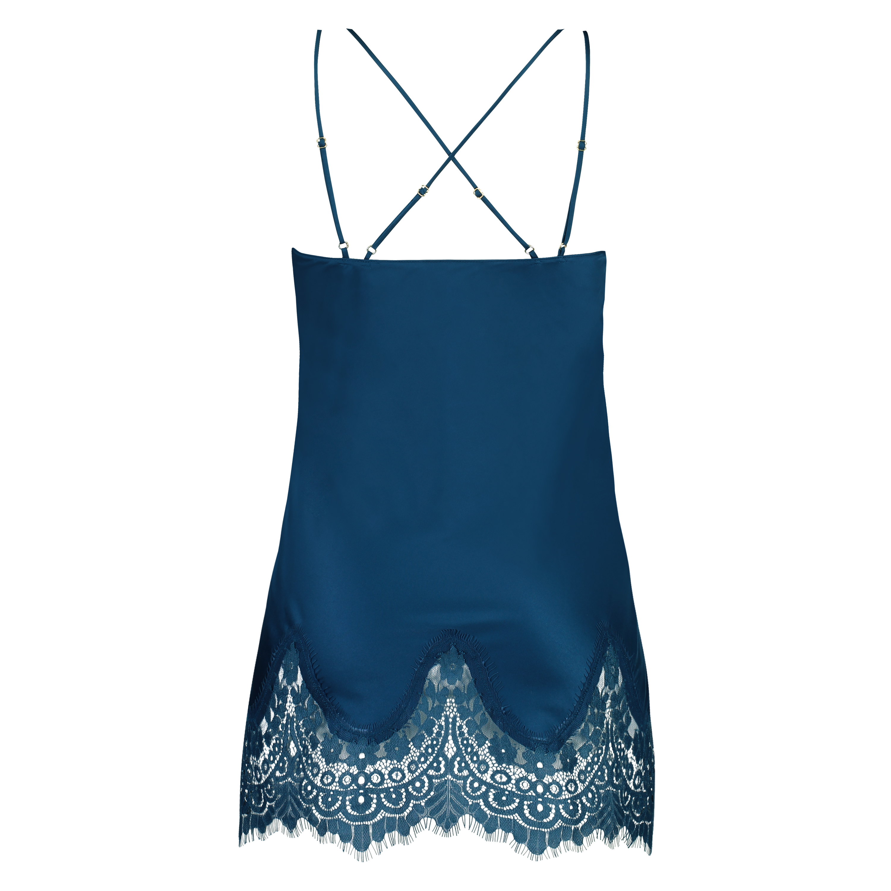 Slipdress Satin Lace Indra Petite, Blauw, main