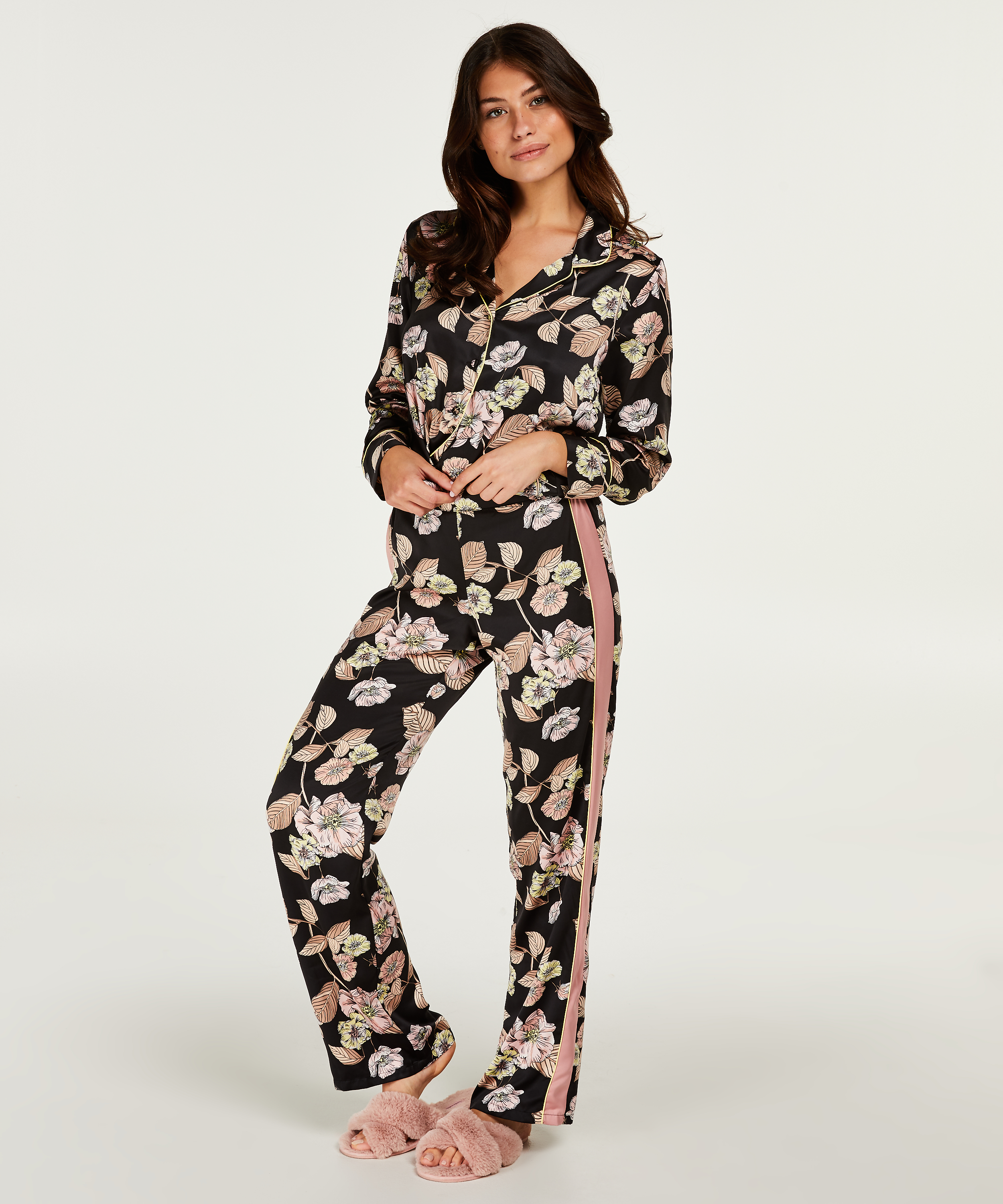 Pyjamabroek Satin Emily, Zwart, main