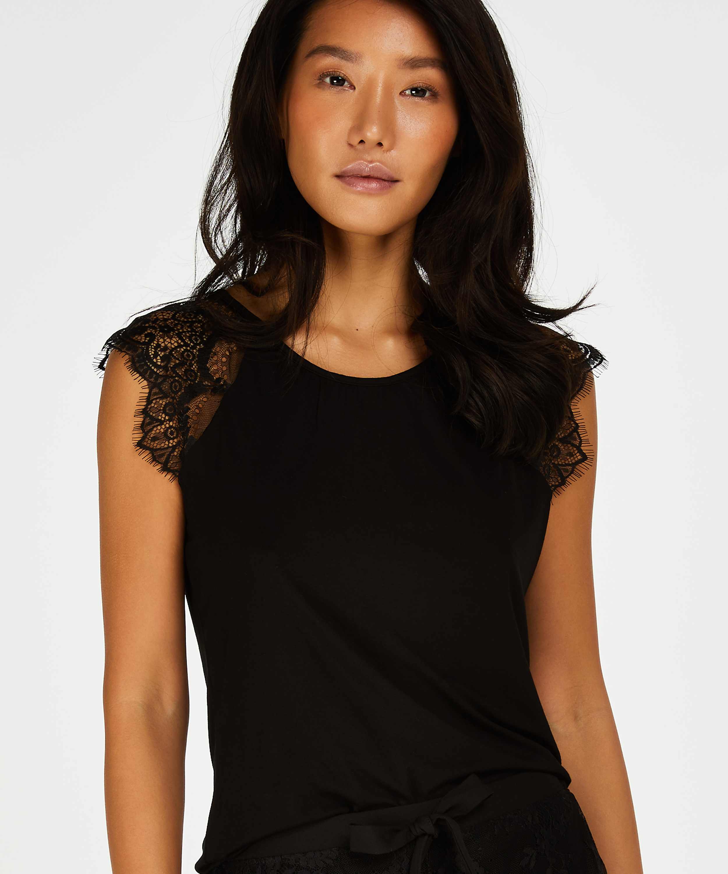 Singlet Lace Jersey, Zwart, main