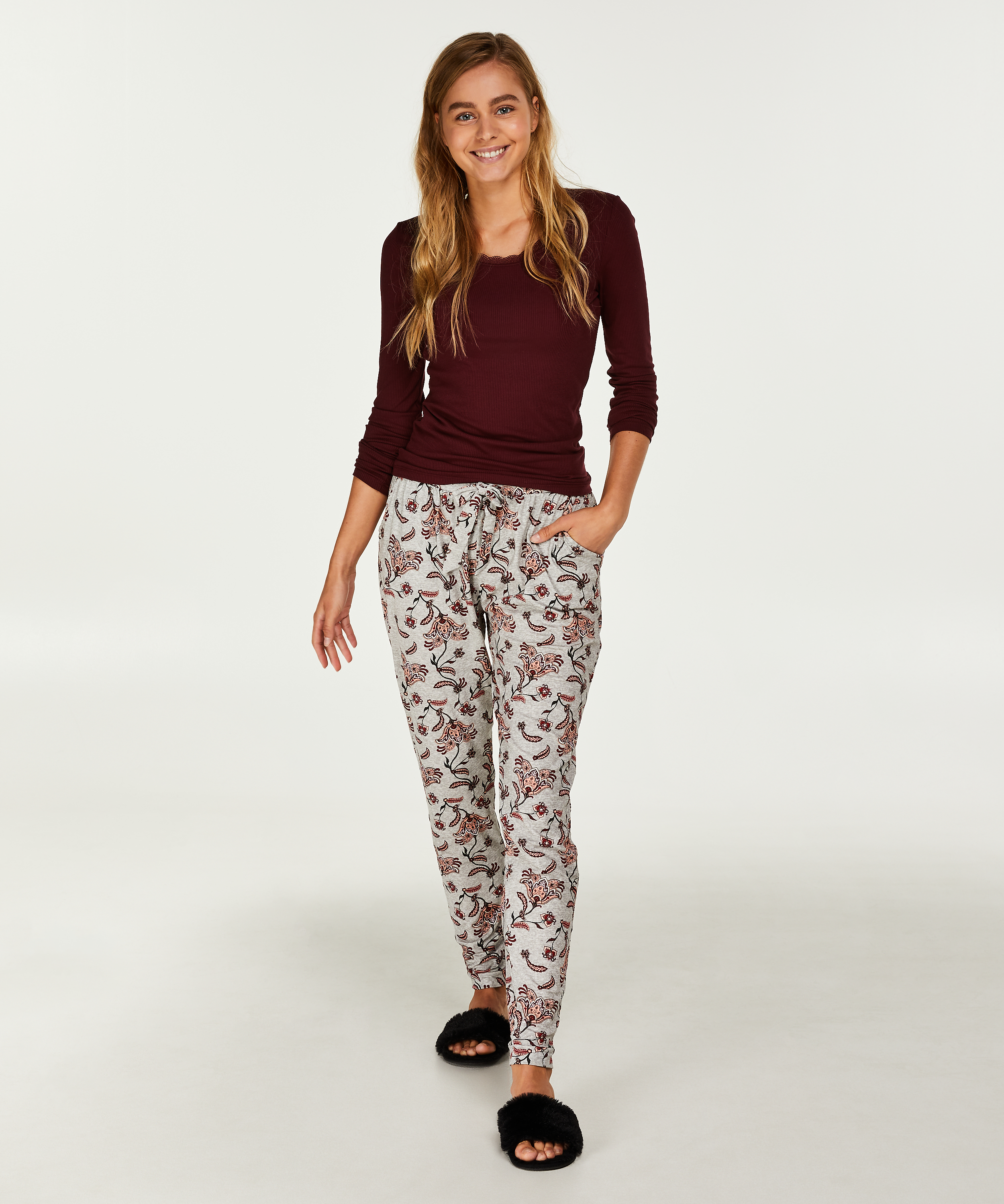 Pyjamabroek Jersey loose fit, Grijs, main