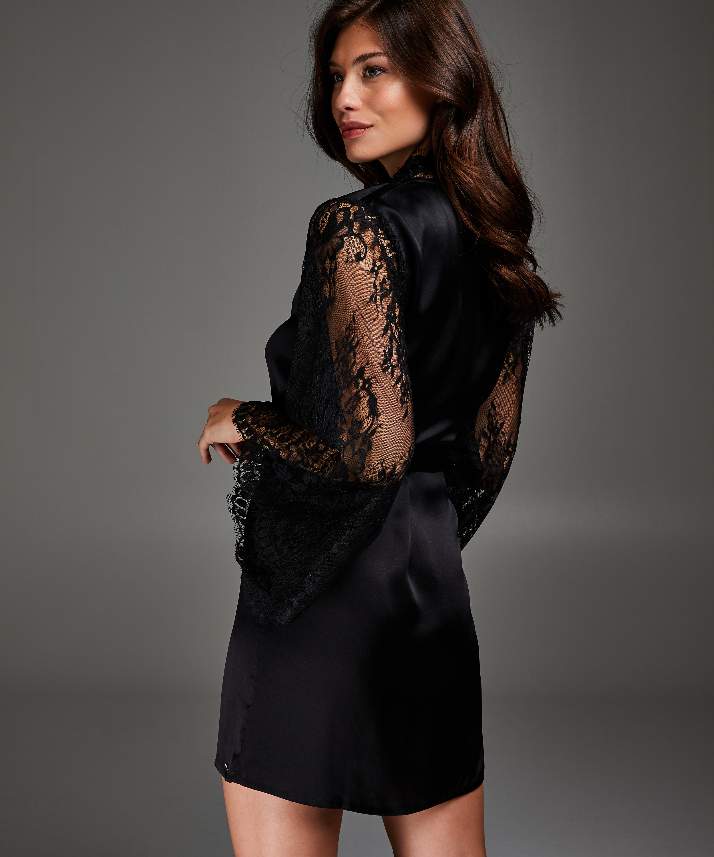 Kimono Zijde, Zwart, main